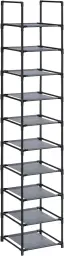 SONGMICS Schuhregal mit 10 Ebenen, Schuhaufbewahrung Metallrahmen Vliesstoffregale für Flur - 33 x 33 x 173 cm