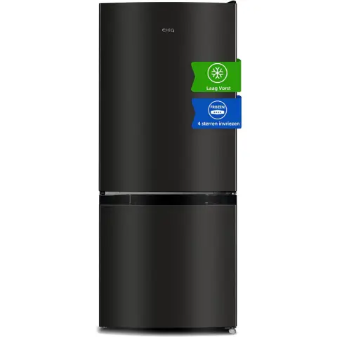 CHIQ 117L bottom freezer refrigerator, 39dB, electronic control, black steel, sorting storage, easy manual defrost
